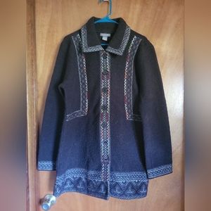 Kenar embroidered boiled wool coat